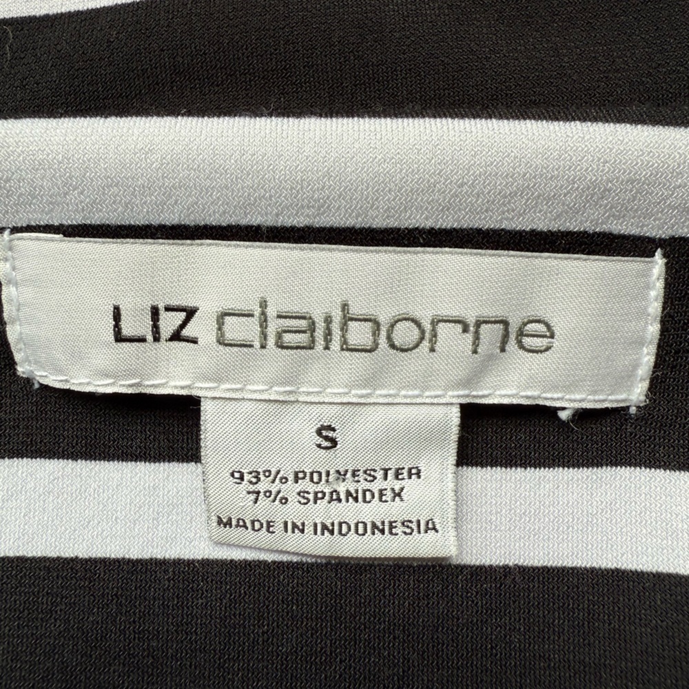 Liz Claiborne Dress Women's Sz S Belted Sheath 3/4 Sleeve Knee Length Striped - Picture 11 of 12